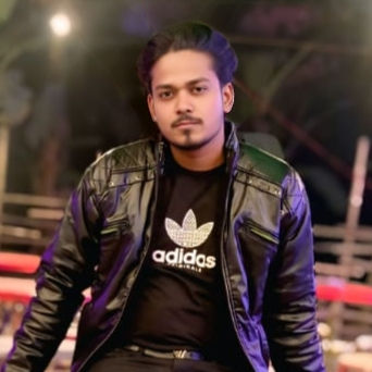 Young man wearing a black leather jacket and Adidas shirt