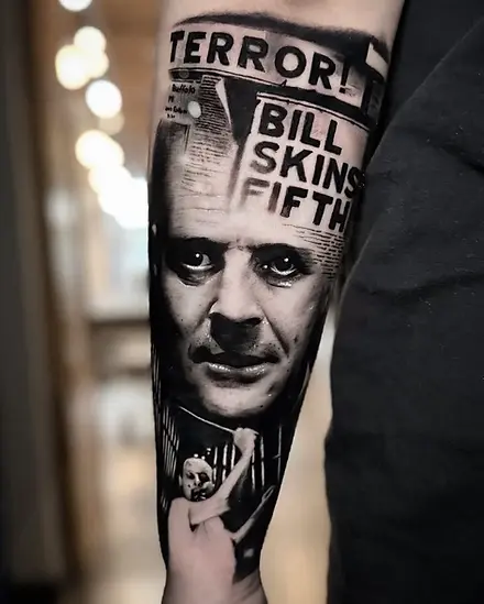silence of the lambs black and grey arm tattoo alex moro