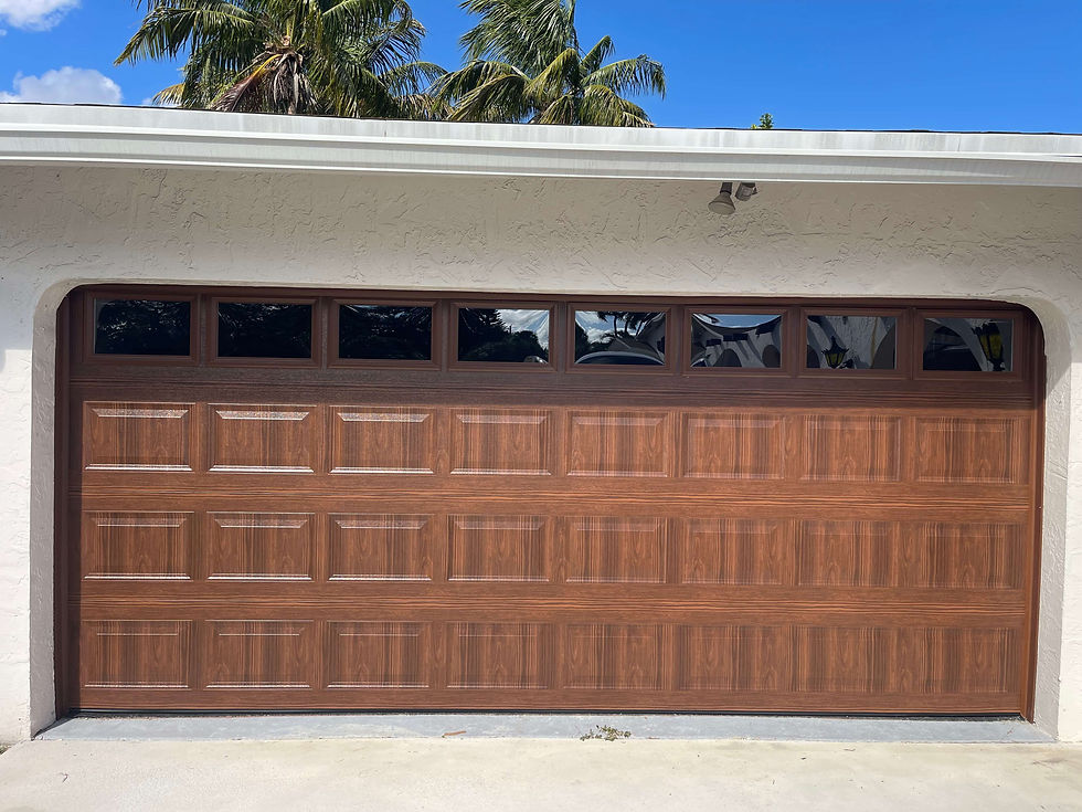 Wood-grain color garage door