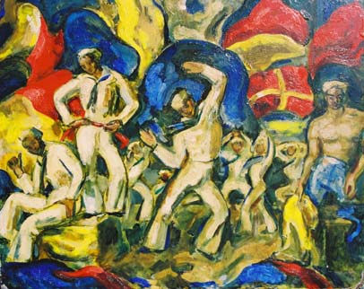 JAMES D. HERBERT, "Flag Dance #1", Oil on canvas 16" x 20"