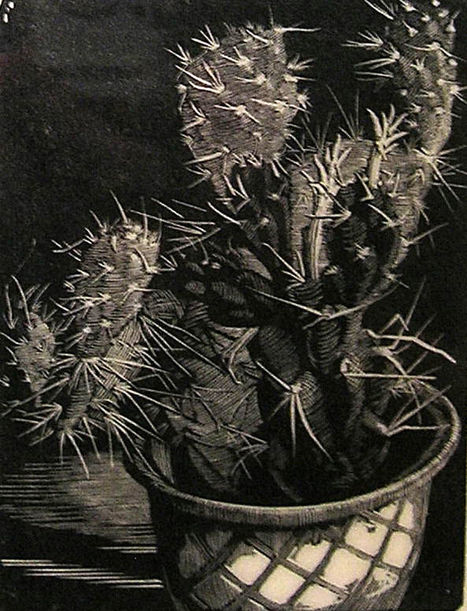 7. Cacti, 1932, Wood engraving, 6" x 4.5"