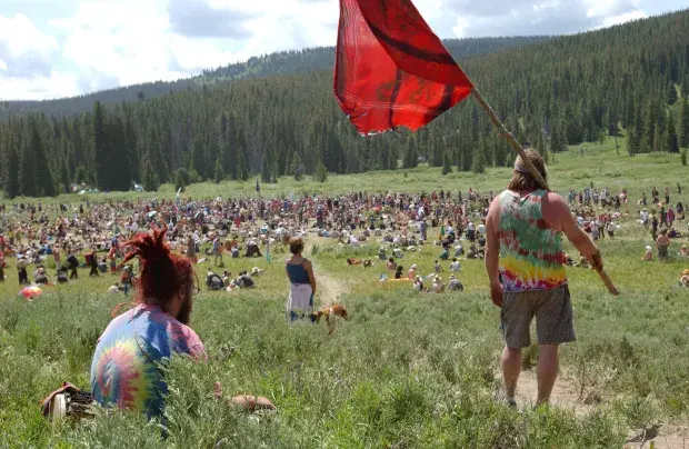 rainbow gathering crowd