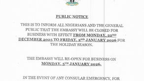 Public Notice - Closure for Holidays