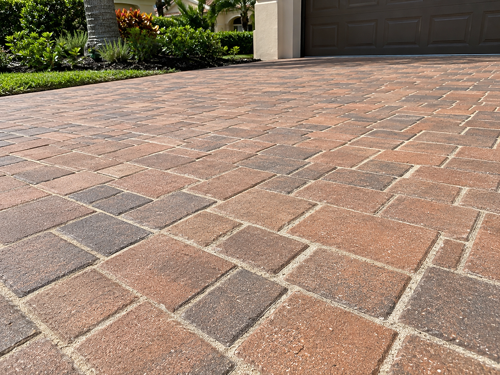 Pressure washed and sanded brick pavers