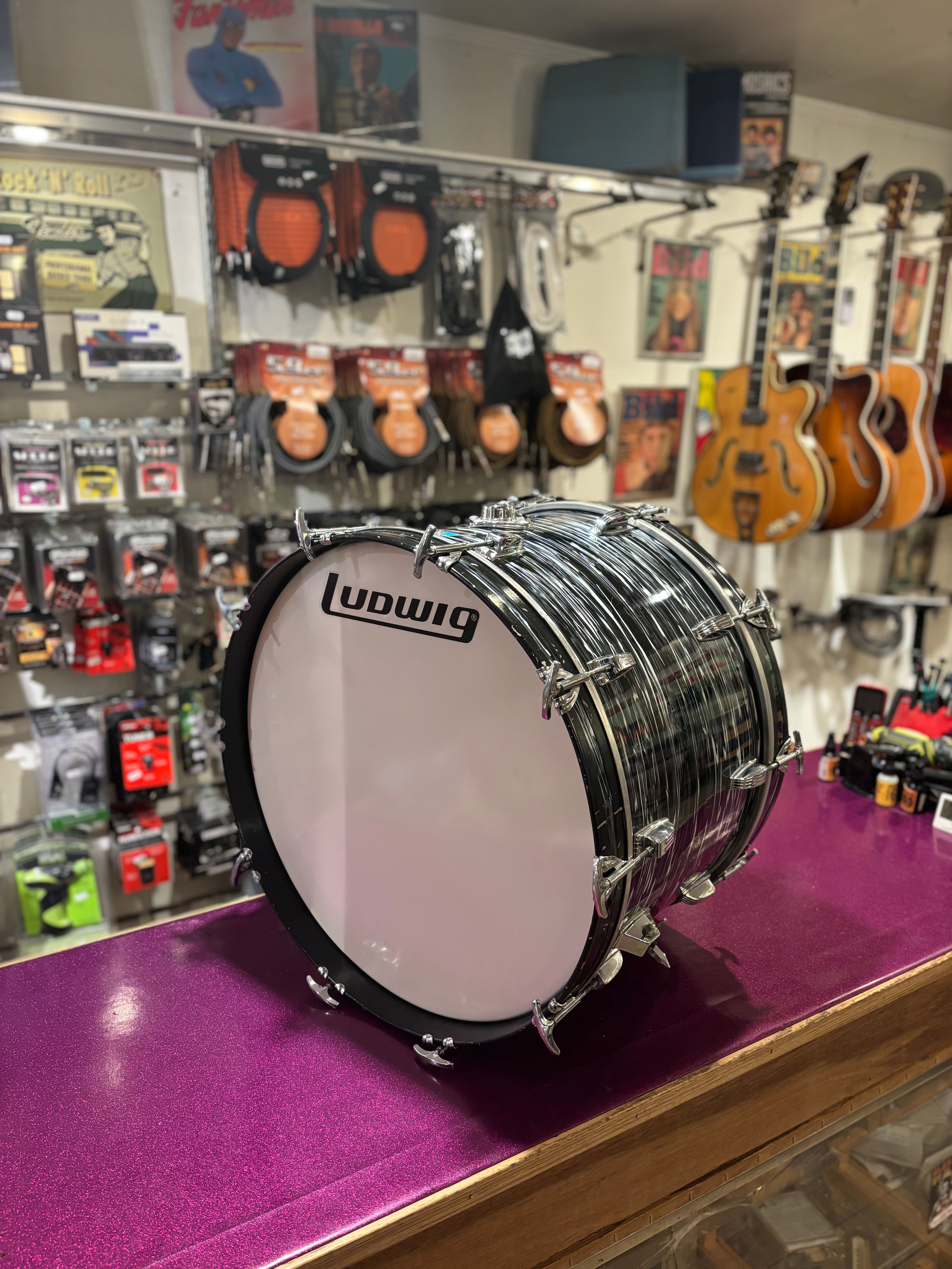 1975 Ludwig 22x14 Black Oyster Bass Drum
