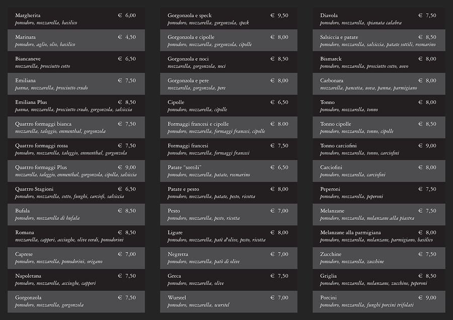 Coriale crea brochure, cataloghi e menu per ristoranti, bar, pizzerie, brand di alcolici e alimentari a Genova