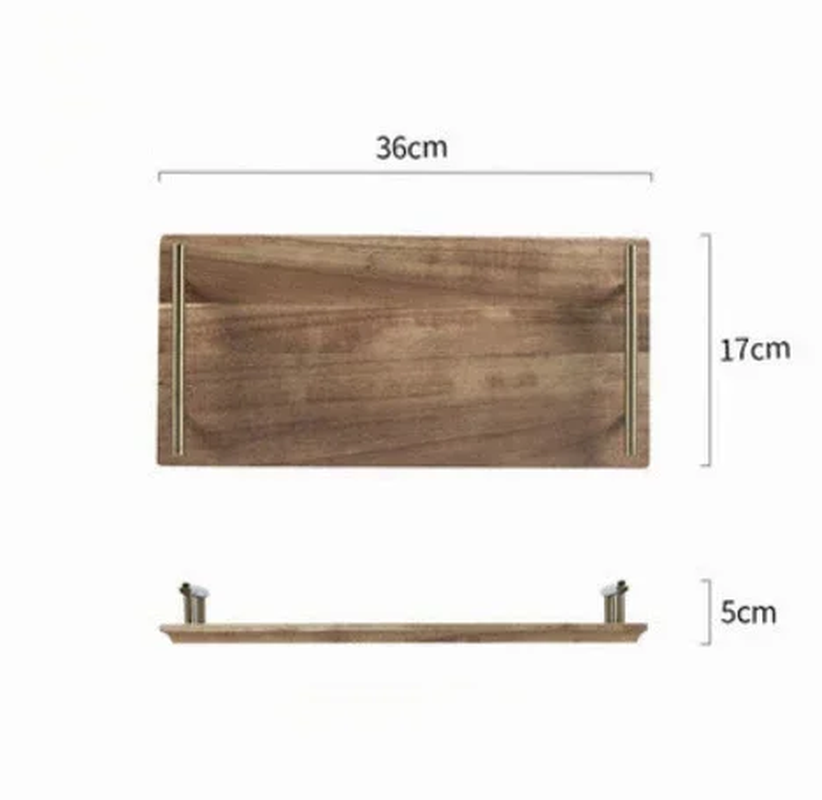 Thumbnail: Elegant Wooden Serving Tray with Gold Handles