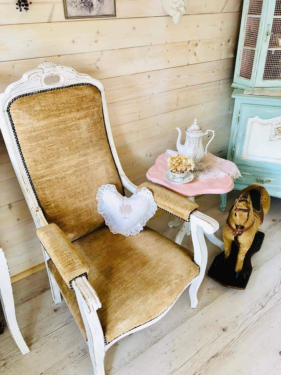 Miniatura: Fotel ludwikowski Shabby chic