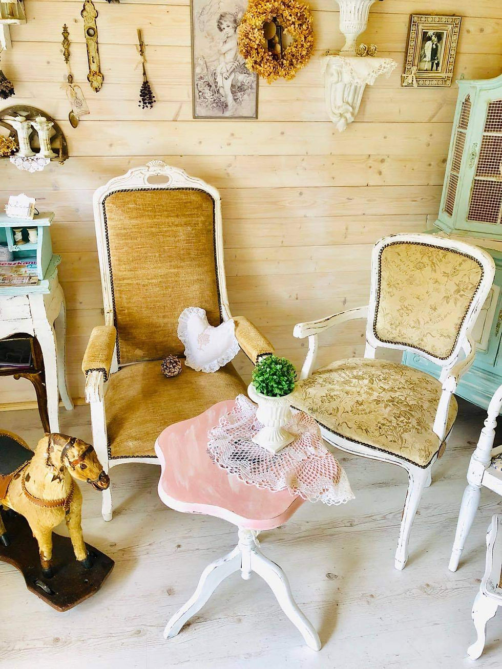Miniatura: Fotel ludwikowski Shabby chic