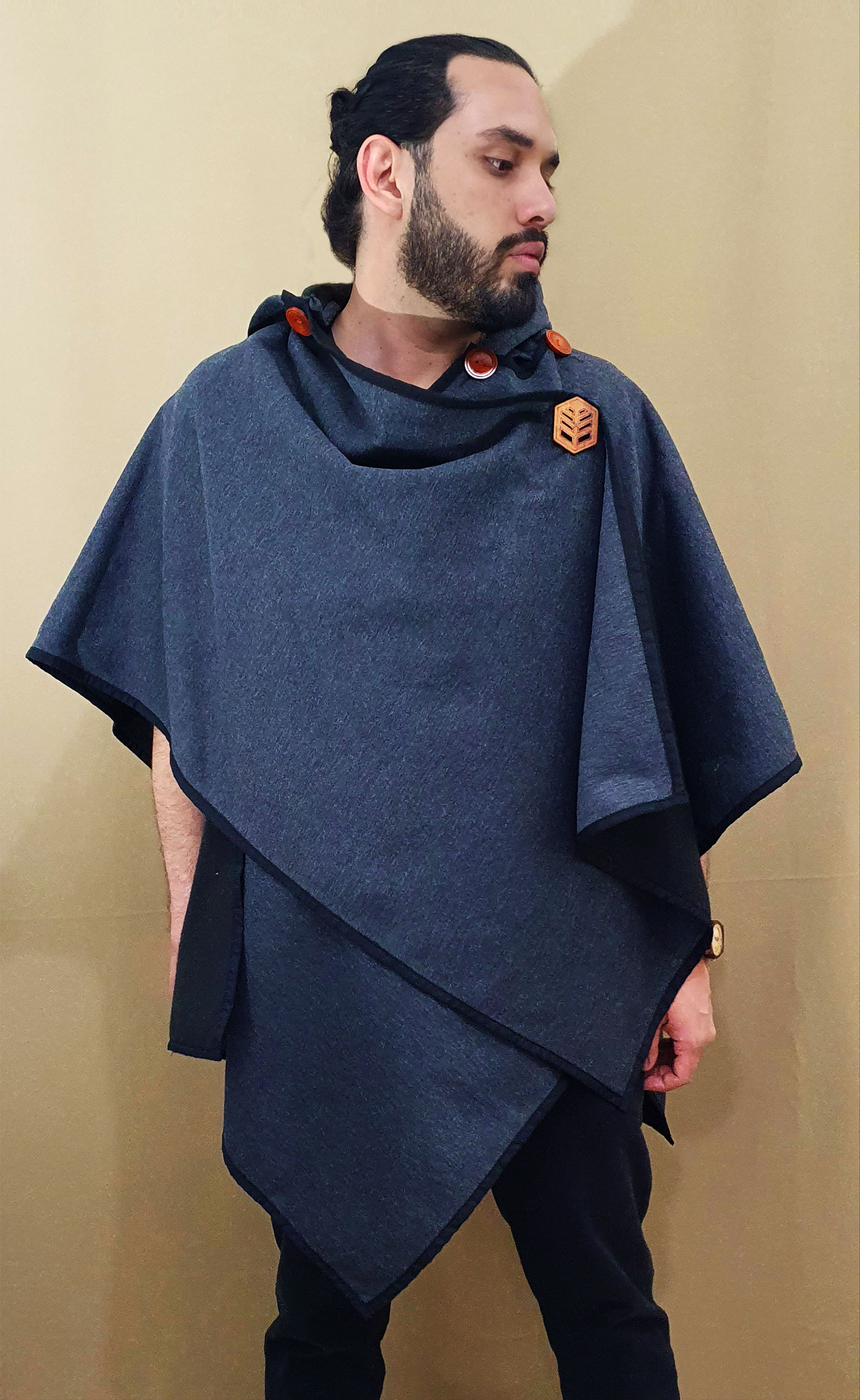 Poncho (Oxford con bies negro)