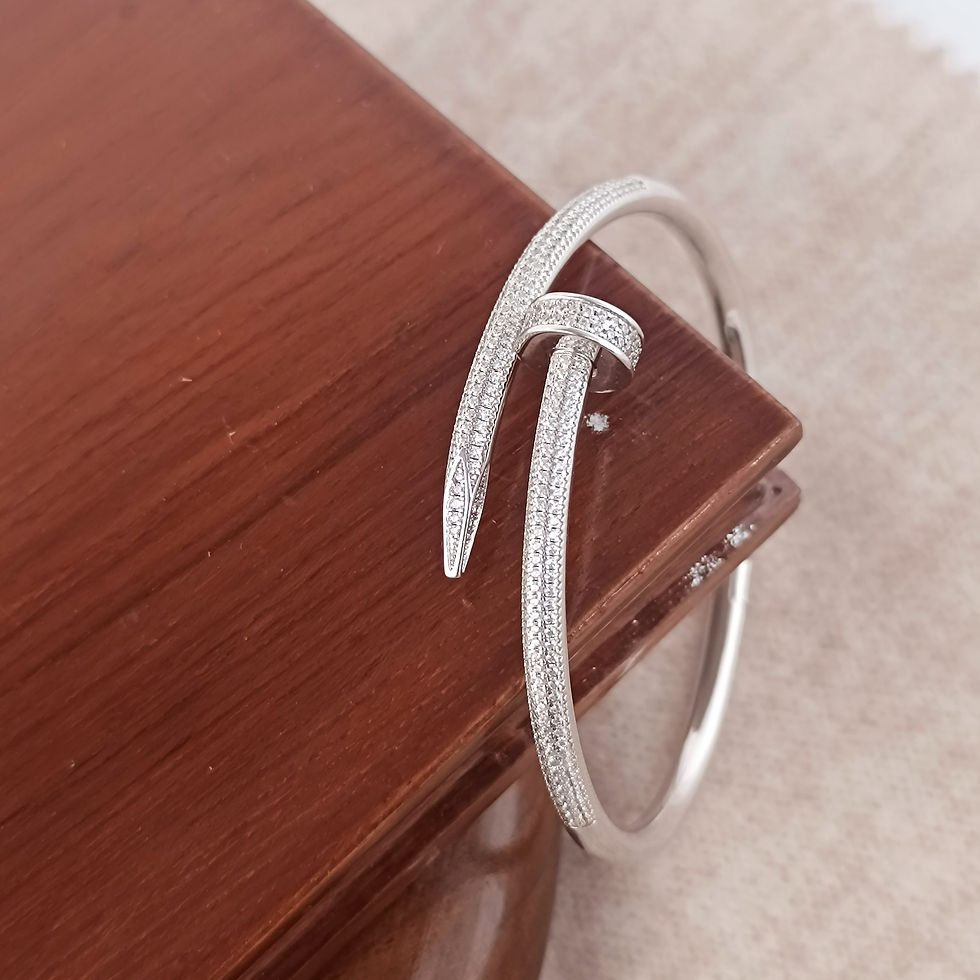Miniatura: 925 Sterling Silver Criss Cross Brilliant Cut Diamond Bezel Set Open Cuff Bangle