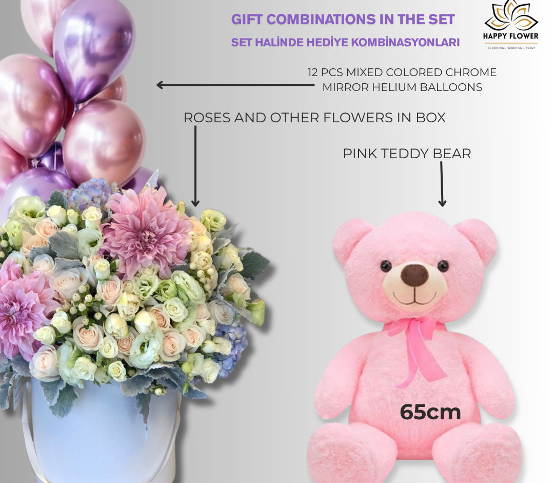 Çiçek Uçan Balon Hediye Seti - 005