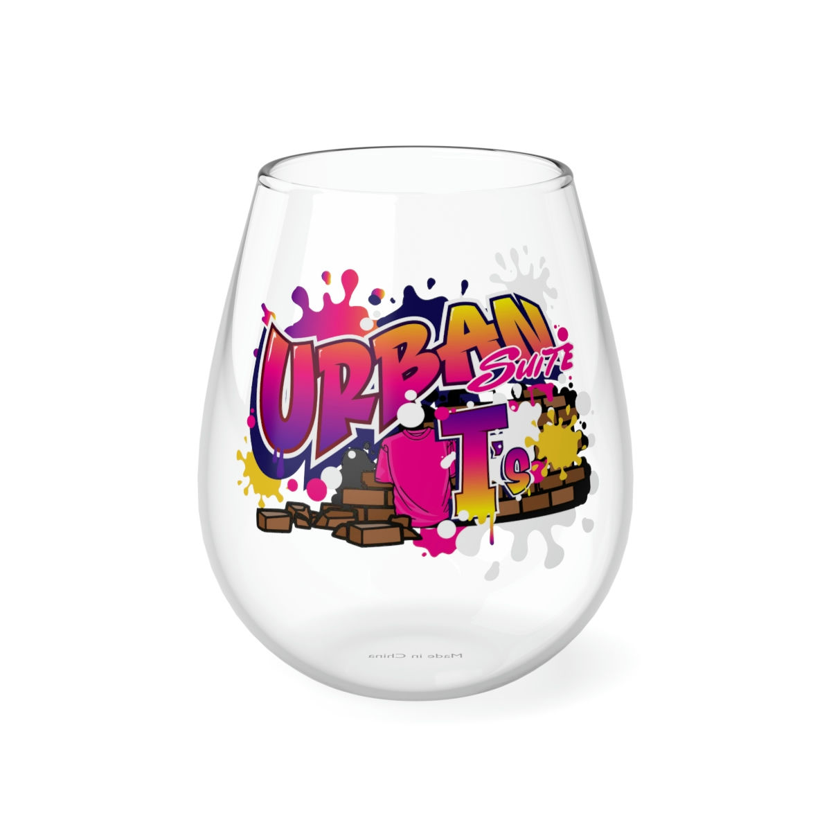 Urban Suite T's Stemless Wine Glass, 11.75oz