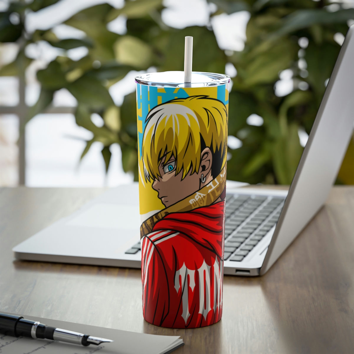 Anime Skinny Steel Tumbler with Straw, 20oz