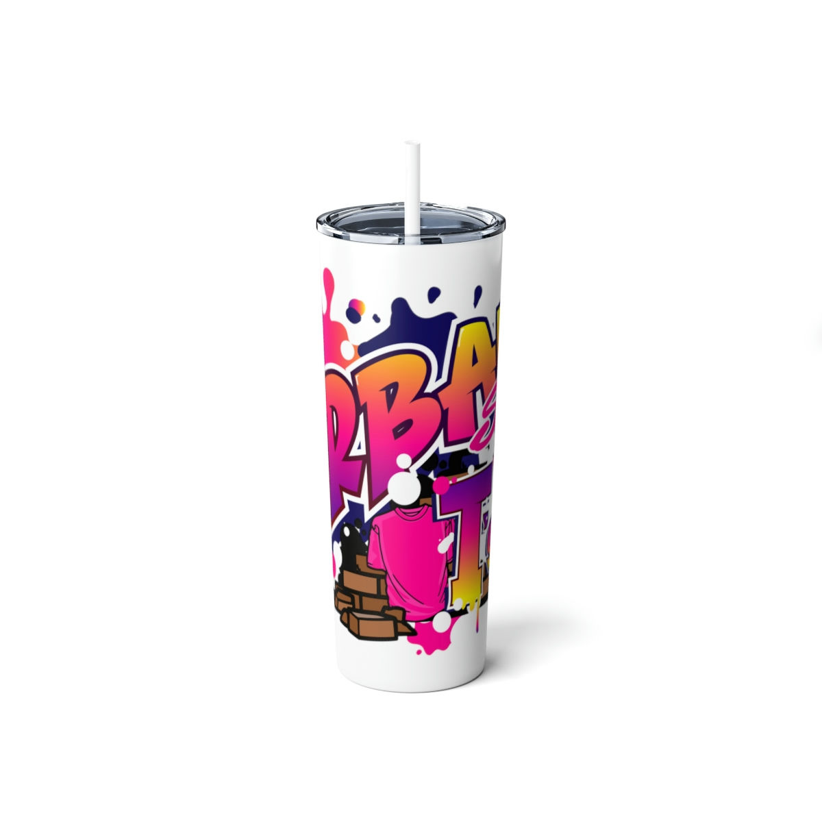 Skinny Steel Tumbler with Straw, 20oz