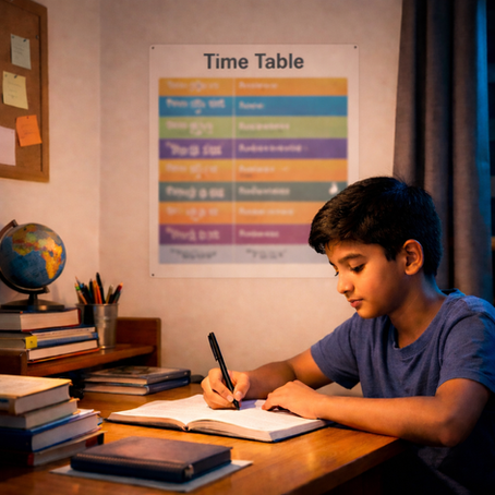 study timetable for class 6 to 9 student studying at home