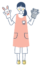 パペットを持った保育士のイラスト