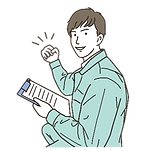 ガッツポーズする作業員のイラスト