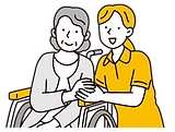 車いすの女性と介護士