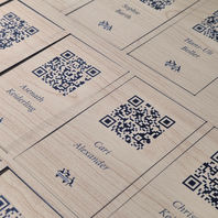 Laser cut and engraved wooden business cards