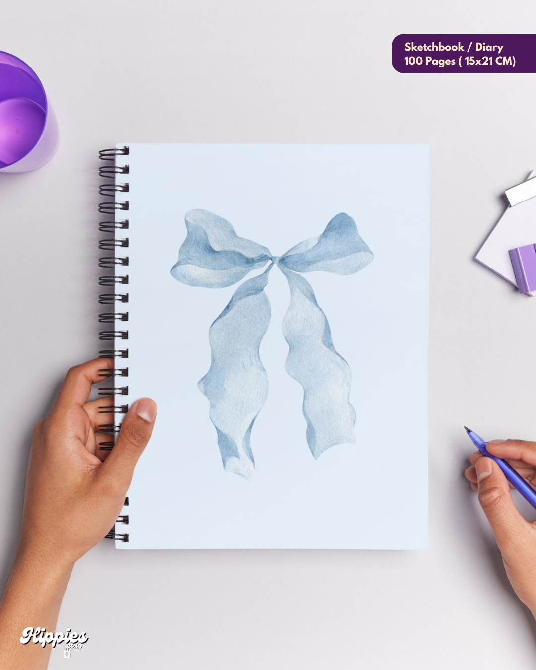 Blue bow | Diary / Sketchbook | 100pages | 15x21CM