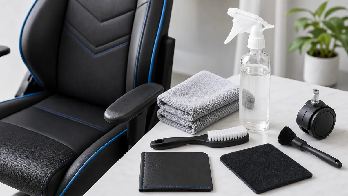 Gaming chair cleaning supplies for PU leather fabric and caster wheel care