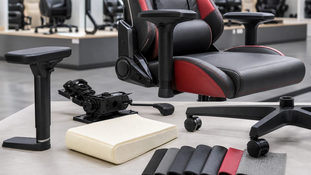 Factory inspection details for racing gaming chair components materials armrests and mechanism