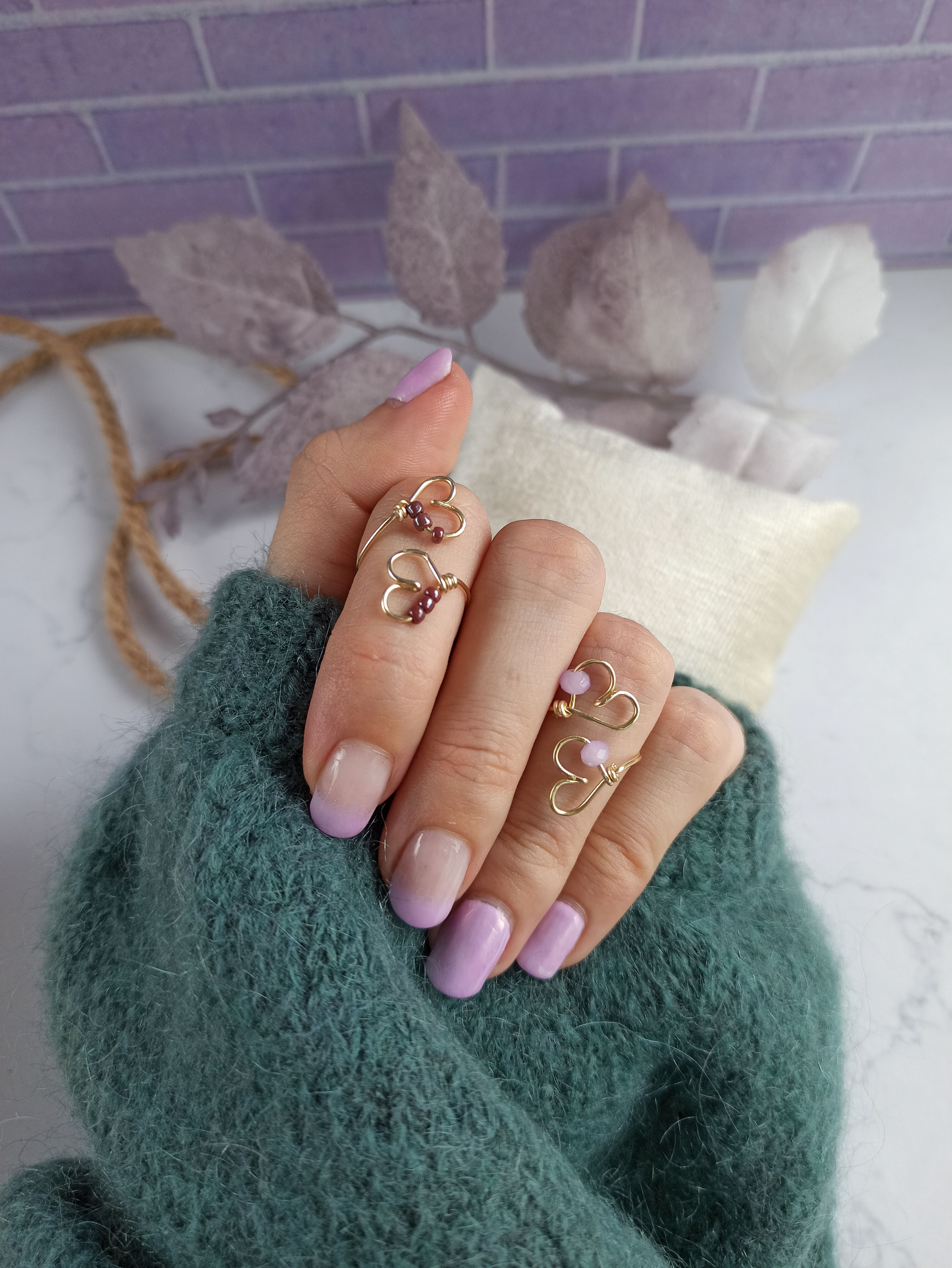 Anillos ajustables de corazón 