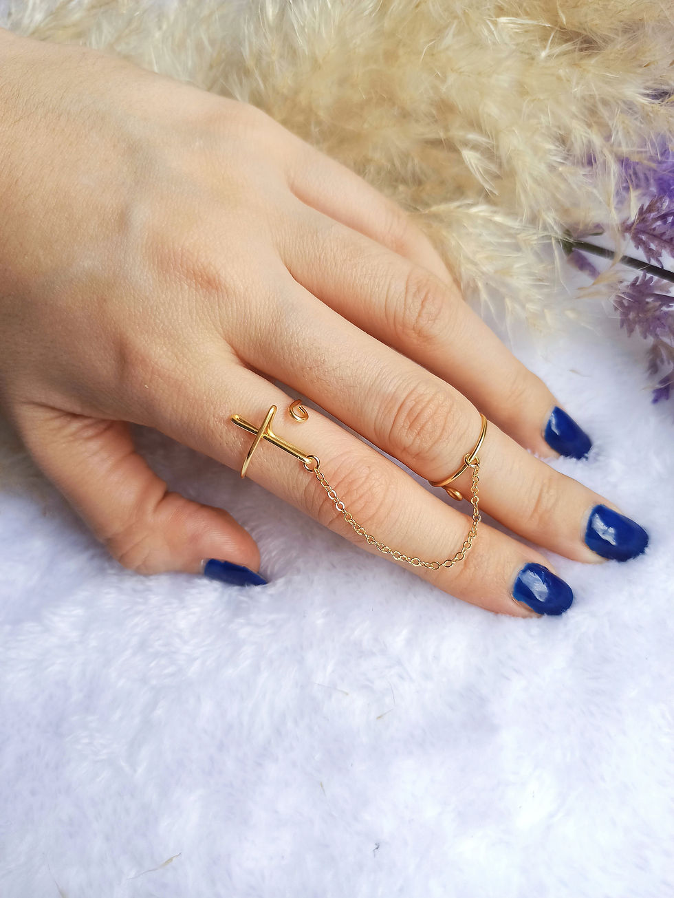 Miniatura: Anillo cruz cadena midi