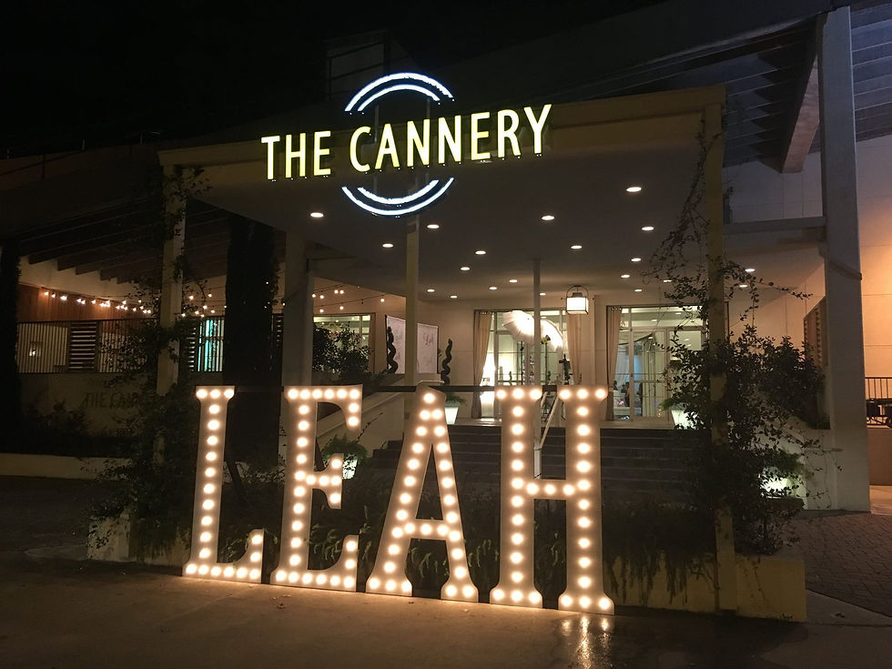 LEAH in large lighted letters
