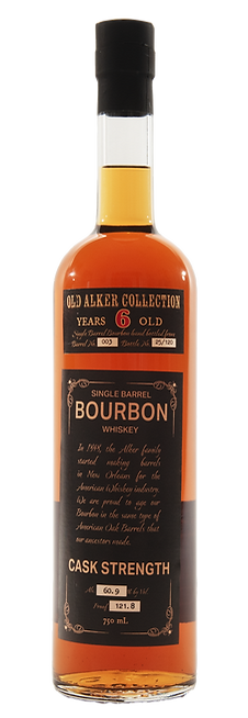 Bourbon bottle, cask strength, Old Alker Distillery
