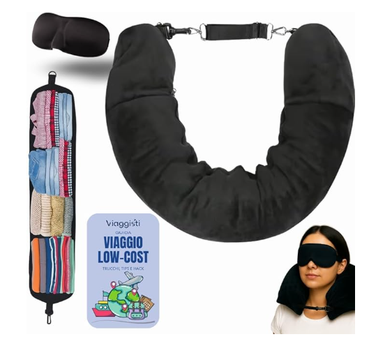 VIAGGISTI Cuscino da Viaggio Riempibile per Collo