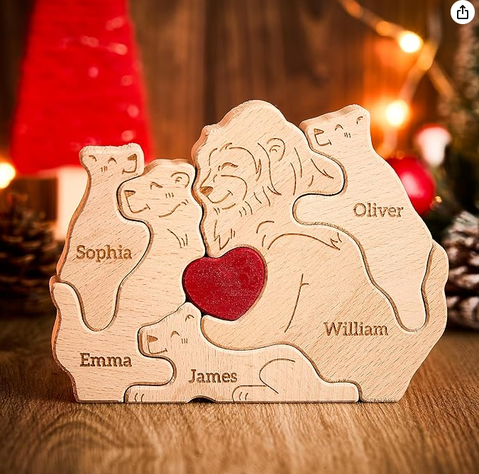 Puzzle Famiglia di Leoni in Legno (VEELU)