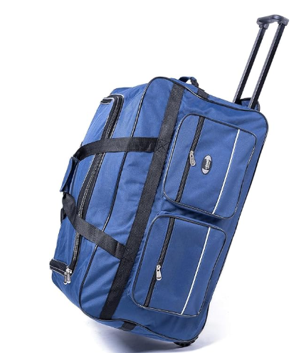 R.Leone Trolley Borsone da Viaggio con 3 Ruote Rinforzate (Nero, 40x47x80 cm – Extra Large)