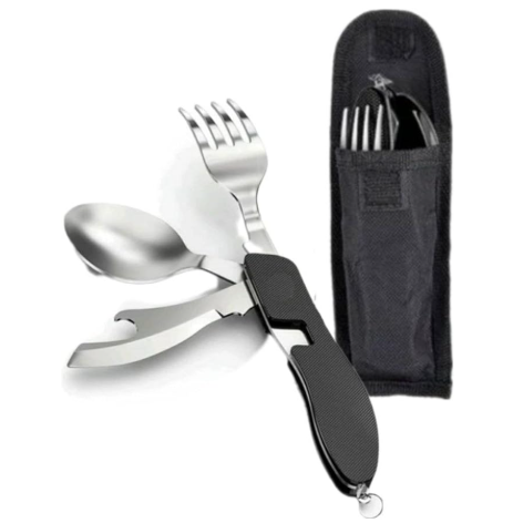 Posata Pieghevole 5 in 1 in Acciaio Inossidabile