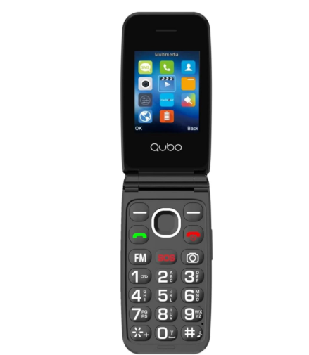 Qubo GSM Flip Phone per Anziani Nero