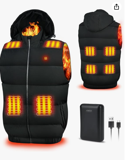 ORORO Gilet Riscaldato Uomo Con Power Bank - Leggero Per Escursionismo E Campeggio, Ricarica USB (Batteria Non Inclusa)