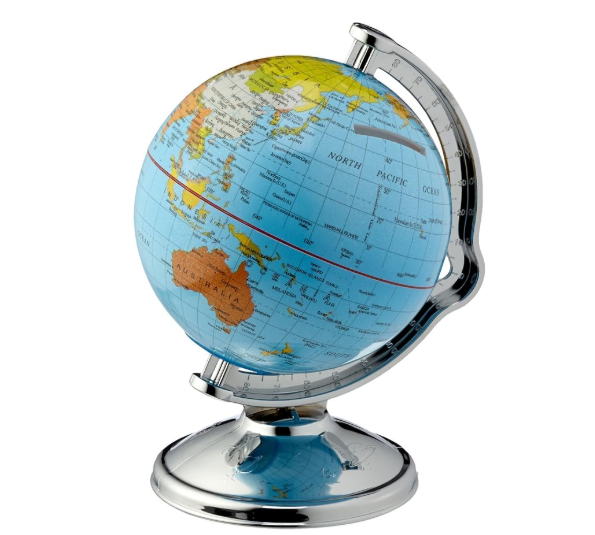 Salvadanaio a forma di mappamondo girevole