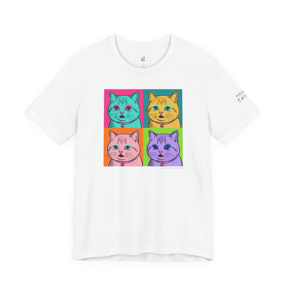 Meownilyn Monroe graphic tee, funny Andy Warhol pop art cat shirt, retro cat lover apparel from Haute Cature Collective