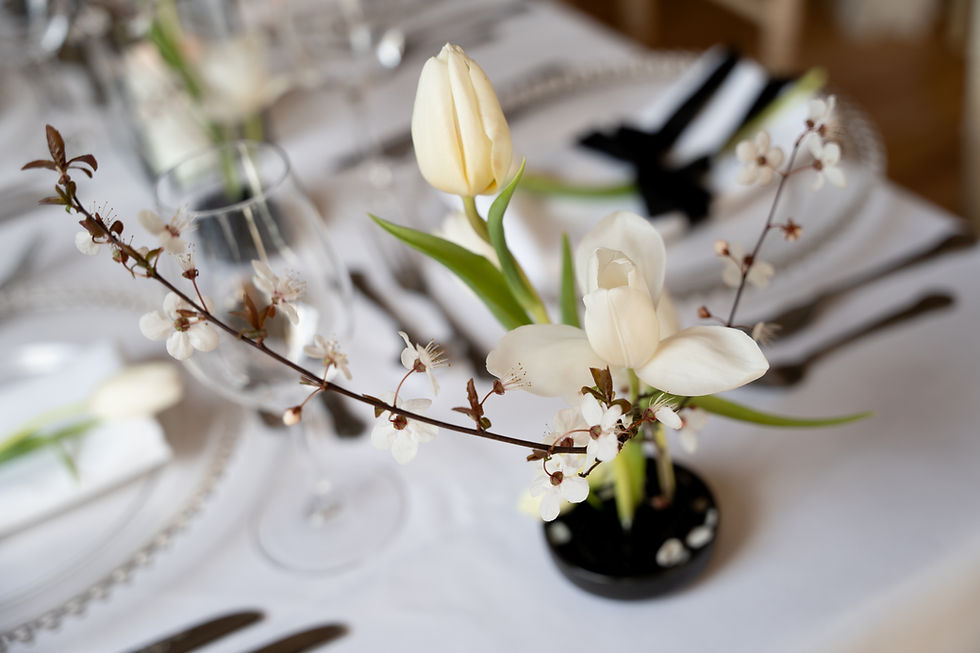 Tulip and blooson table flowers
