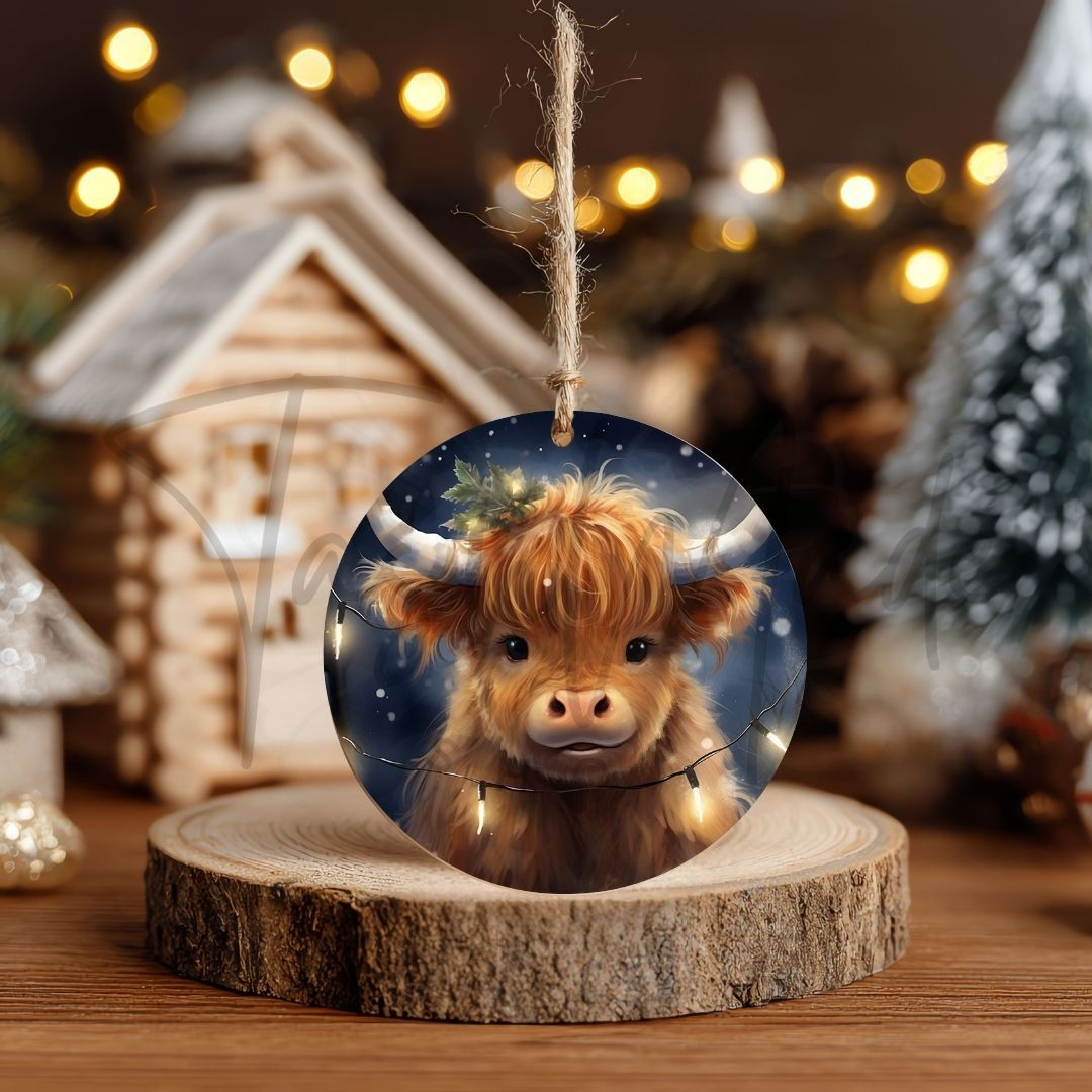 Highland Cow Ceramic Ornament 23