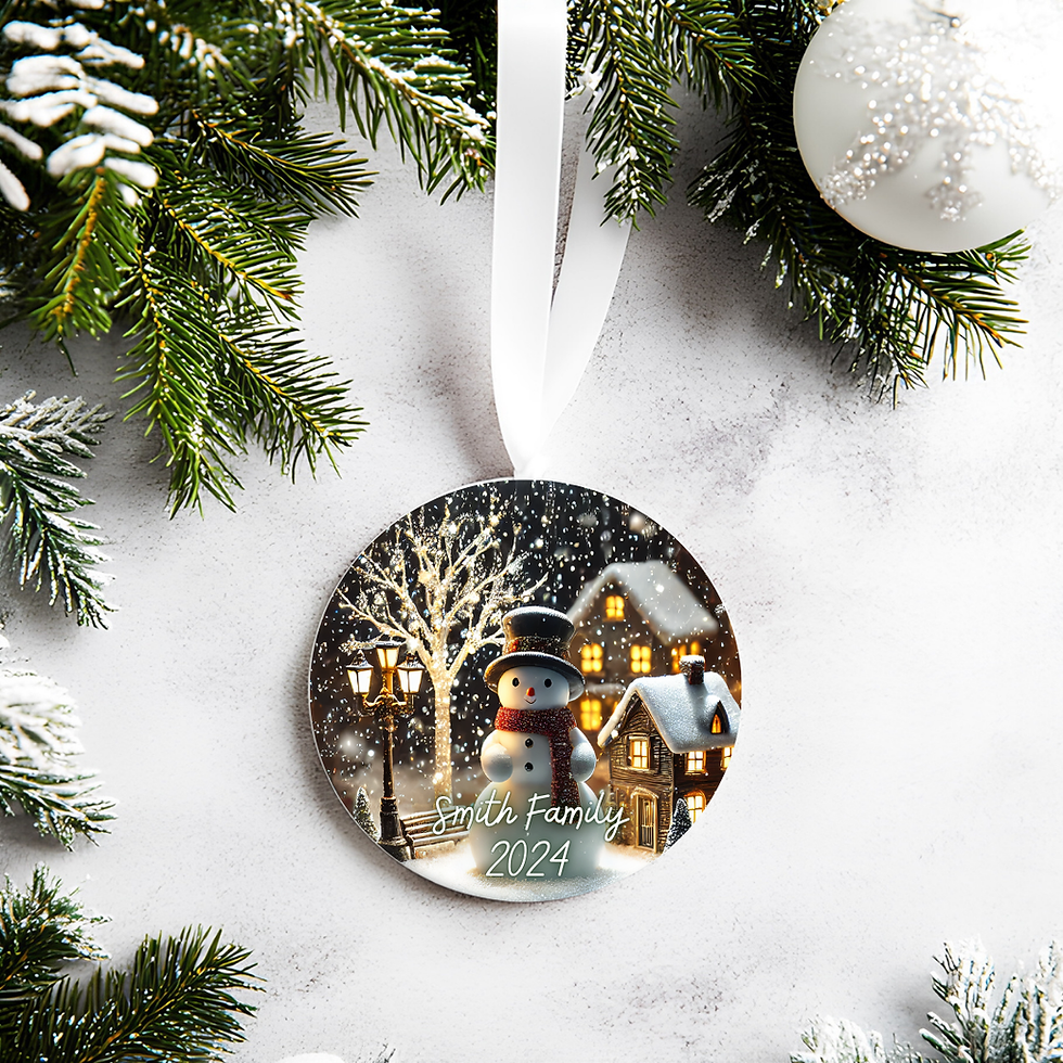 Personalized Village Snow Man Ceramic ornament