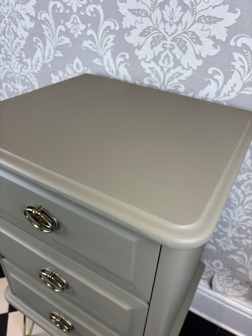 Thumbnail: Solid pine bedside table in Sage Green by Little Greene
