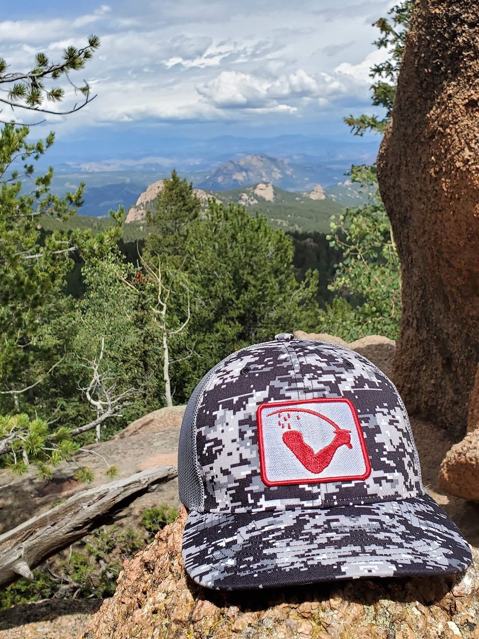 Thumbnail: Goliad Flag Patch Cap (Dark Digital Camo with White & Red) *Actual Flag Color*