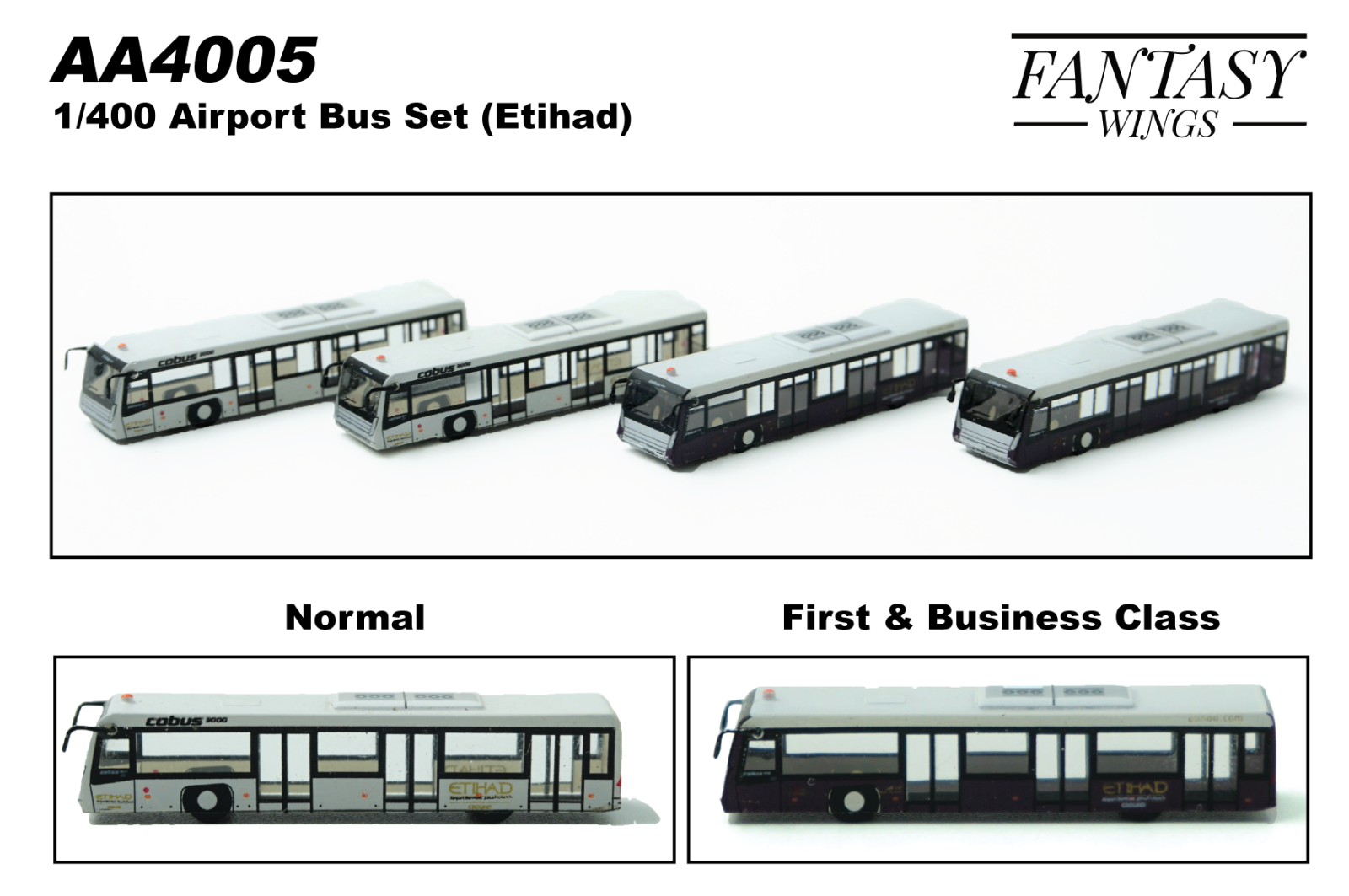 Airport Passenger Cobus3000 Etihad Airways 1/400 (Set of 4) Fantasywings AA4005