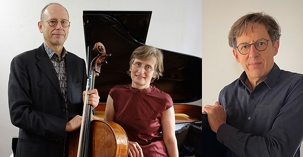 Das Bild zeigt Michael Veit (Cello), Wiltrud Veit (Klavier), Peter Veit (Sprecher)