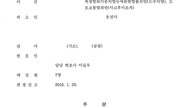 특정범죄가중처벌법 도주차량, 사고후미조치 혐의 무죄