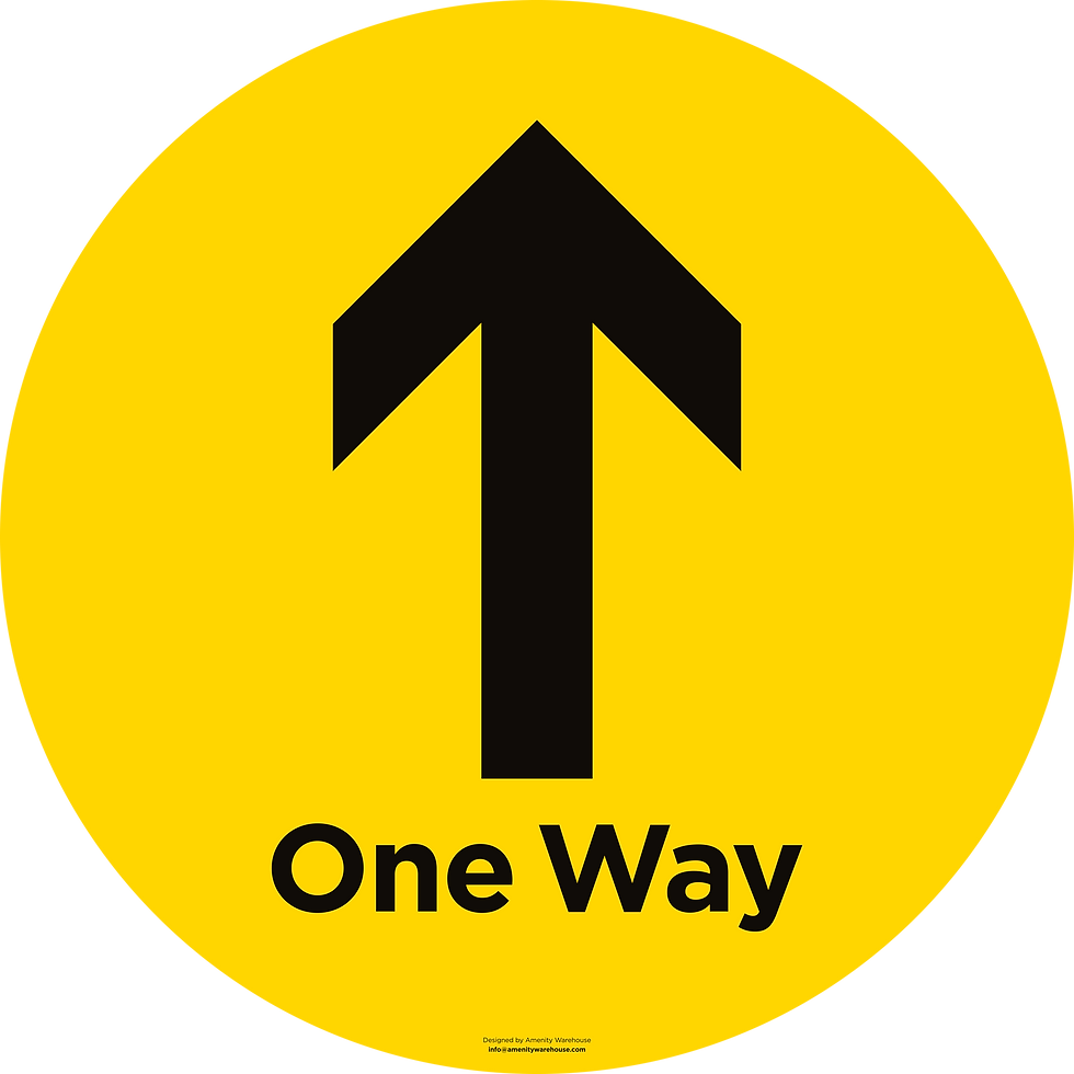Thumbnail: Safe Distance Round Floor Sticker - One Way Arrow
