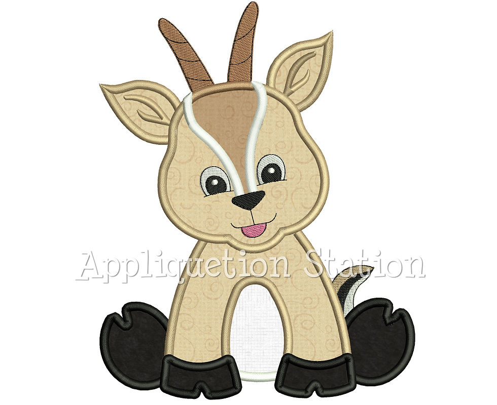 Cute zoo animal baby gazelle applique design – digital download for machine embroidery with satin stitch for diy projects