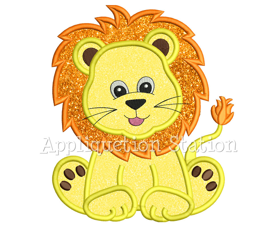 Thumbnail: Zoo animal cute baby lion applique design – digital download for machine embroidery with satin stitch for kids project